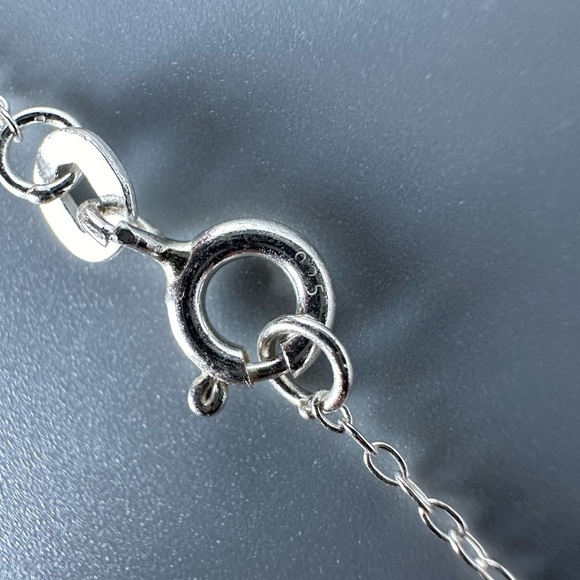 Sterling Silver CZ Crescent Moon Necklace - Picture 11 of 11